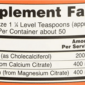 calcium powder label