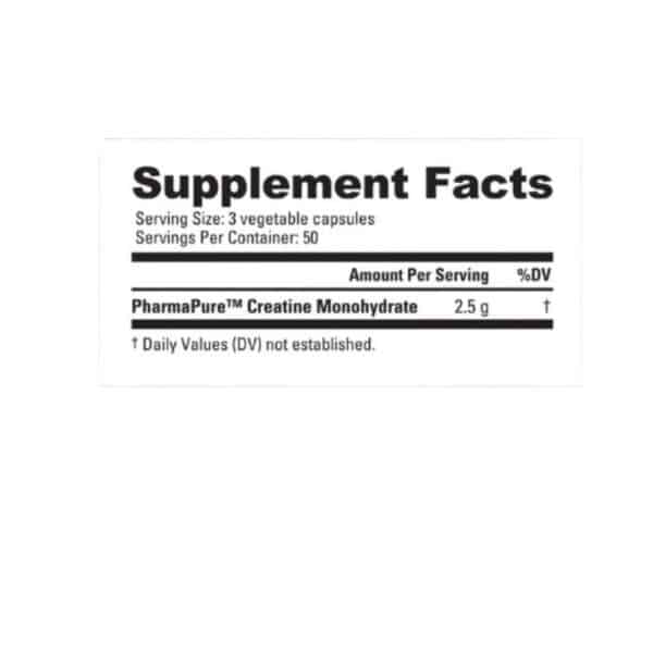 NutraBio Creatine Caps label NutraBio Creatine Caps label