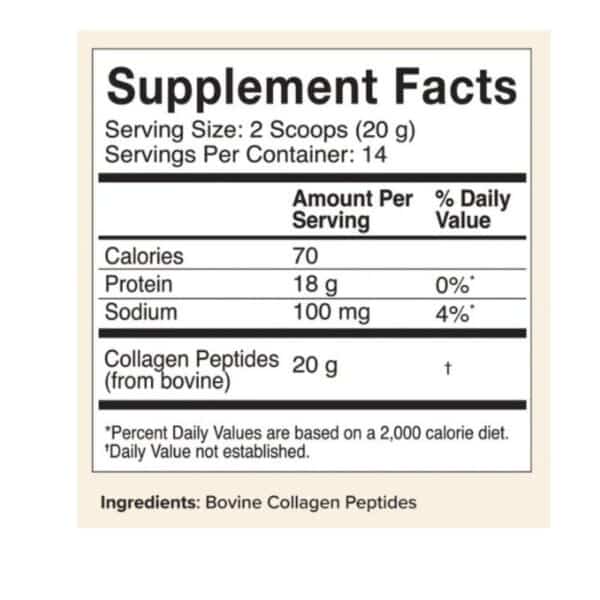 Great Lakes Collagen 10oz. (Nutrition label) Great Lakes Collagen 10oz. (Nutrition label)